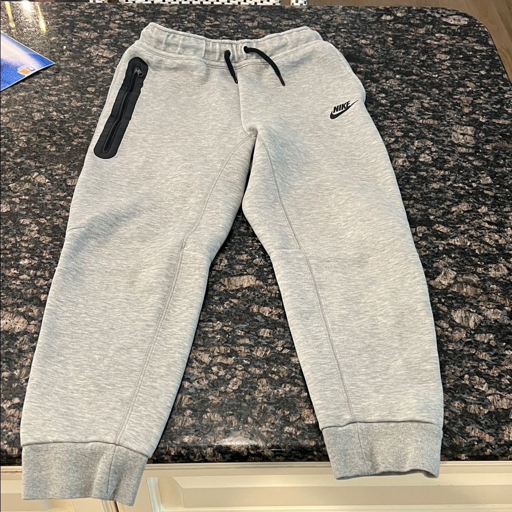 Nike Kids Light Gray Joggers with Black Accents